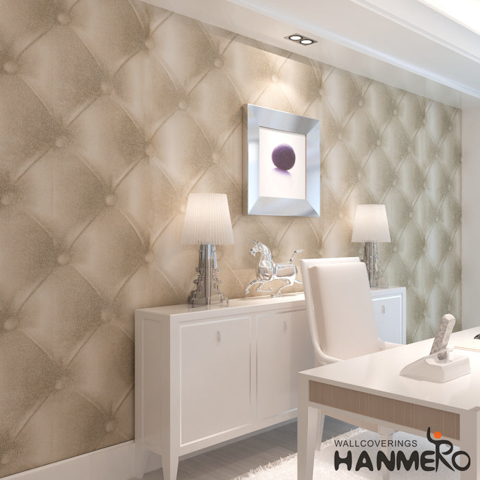 Hanmero Modern Luxury 3d Faux Leather Textured 10m Vinyl Mural Wallpaper for Living Bedroom Cream White