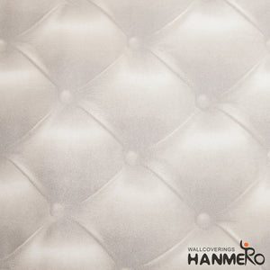 Hanmero Modern Luxury 3d Faux Leather Textured 10m Vinyl Mural Wallpaper for Living Bedroom Cream White