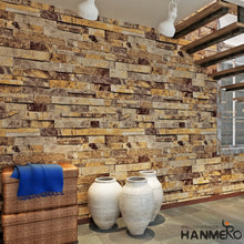 Load image into Gallery viewer, HANMERO 3D Rural Imitation Faux Deep Grey Brick Stone Block Textured Vinyl Wall Paper
