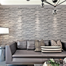 Load image into Gallery viewer, HANMERO Modern Faux Brick Stone Textured Wallpaper Roll 3D Gray Rock Brick Blocks Home Room Decoration
