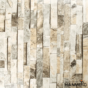 HANMERO 3D Rural Imitation Faux Gray Brick Stone Block Textured Vinyl Wall Paper