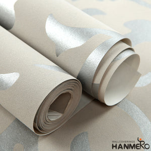 HANMERO High End Modern Flocked Wall Paper for Living Bedroom Wall Decoration Silver Gray