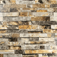 Load image into Gallery viewer, HANMERO 3D Rural Imitation Faux Deep Grey Brick Stone Block Textured Vinyl Wall Paper
