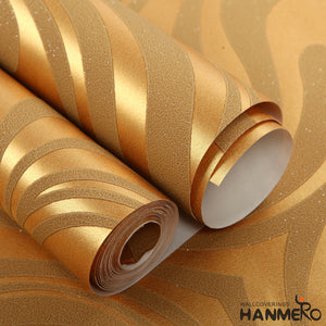 HANMERO Modern Minimalist Abstract Curves Glitter Non-woven 3D Wallpaper For Bedroom Living Room TV Backdrop Gold