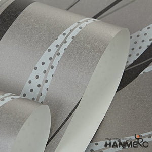 HANMERO High-grade Modern Microfiber Non-woven Flocking Black&Gray Stripes and Curves Wallpaper