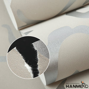 HANMERO High End Modern Flocked Wall Paper for Living Bedroom Wall Decoration Silver Gray