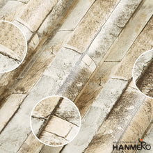 Load image into Gallery viewer, HANMERO 3D Rural Imitation Faux Gray Brick Stone Block Textured Vinyl Wall Paper
