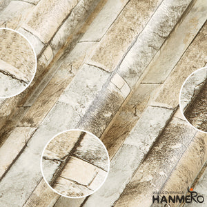 HANMERO 3D Rural Imitation Faux Gray Brick Stone Block Textured Vinyl Wall Paper