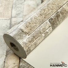 Load image into Gallery viewer, HANMERO 3D Rural Imitation Faux Gray Brick Stone Block Textured Vinyl Wall Paper
