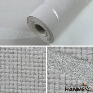 HANMERO Modern Extra-thick Non-woven Water Plant Pattern 3D Flocking Embossed Wallpaper Roll Living Room Bedroom Siver&Grey