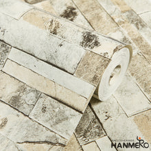 Load image into Gallery viewer, HANMERO 3D Rural Imitation Faux Gray Brick Stone Block Textured Vinyl Wall Paper
