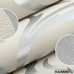 HANMERO High End Modern Flocked Wall Paper for Living Bedroom Wall Decoration Silver Gray