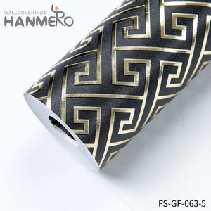 HANMERO Hot Selling PVC Gold Foil Geometric Embossing Bed Room 0.53*10M wallpaper wallcoverings Modern