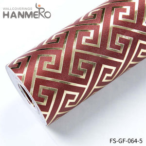 HANMERO Modern Bed Room 0.53*10M unique wallpaper designs Hot Selling PVC Gold Foil Geometric Embossing