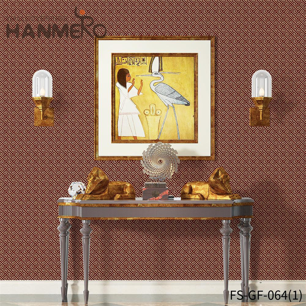 HANMERO Modern Bed Room 0.53*10M unique wallpaper designs Hot Selling PVC Gold Foil Geometric Embossing