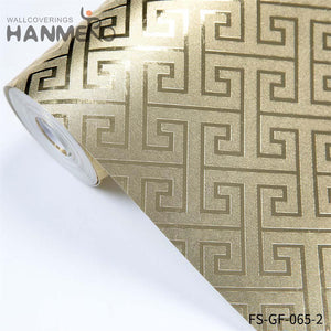 HANMERO Hot Selling Modern Bed Room 0.53*10M wallpaper online shopping Geometric Embossing PVC Gold Foil