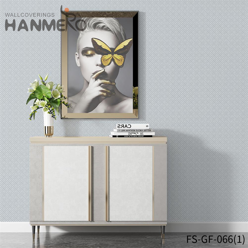 HANMERO Hot Selling PVC Gold Foil Modern Bed Room 0.53*10M more wallpapers Geometric Embossing