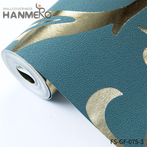 HANMERO Hot Selling Geometric PVC Gold Foil Embossing Modern Bed Room 0.53*10M wallpapers for home price