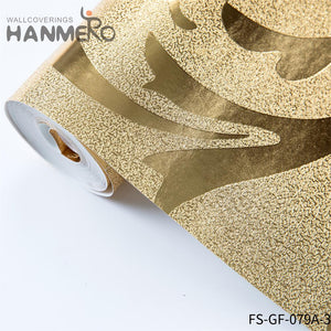 HANMERO wallpaper border samples Hot Selling Geometric Embossing Modern Bed Room 0.53*10M PVC Gold Foil