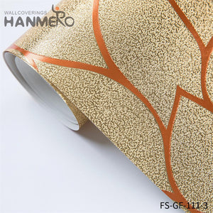 HANMERO latest bedroom wallpaper designs Hot Selling Geometric Embossing Modern Bed Room 0.53*10M PVC Gold Foil