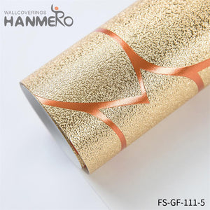 HANMERO latest bedroom wallpaper designs Hot Selling Geometric Embossing Modern Bed Room 0.53*10M PVC Gold Foil