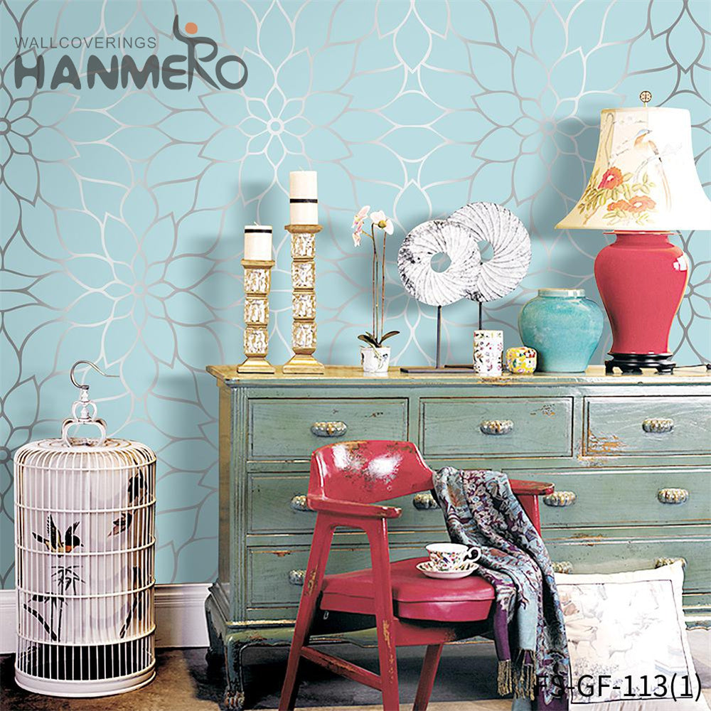 HANMERO wallpaper for shop Hot Selling Geometric Embossing Modern Bed Room 0.53*10M PVC Gold Foil