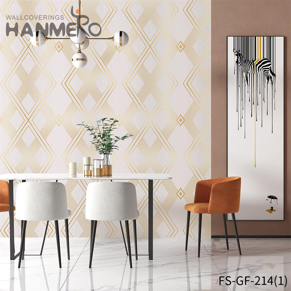 HANMERO PVC Gold Foil Nature Sense Living Room Embossing Modern Geometric 0.53*10M kitchen wallpaper borders