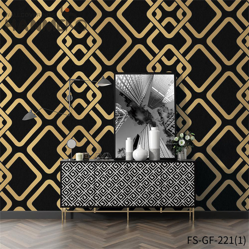 HANMERO PVC Gold Foil Nature Sense Geometric Modern Embossing Living Room 0.53*10M wallpaper bedroom design