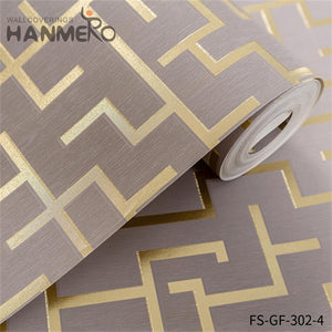 HANMERO bedroom design with wallpaper Nature Sense Geometric Embossing Modern Living Room 0.53*10M PVC Gold Foil