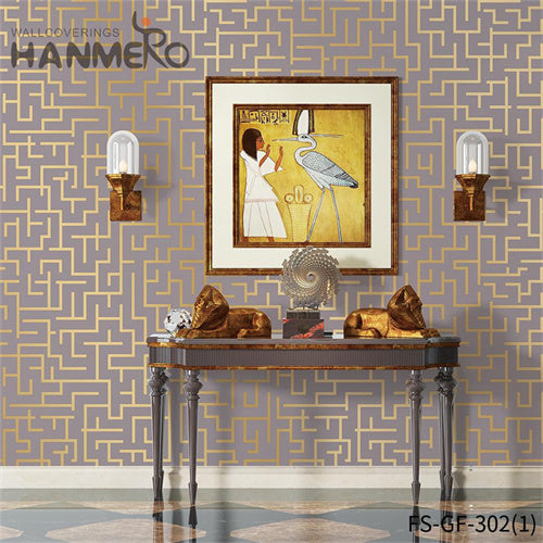 HANMERO bedroom design with wallpaper Nature Sense Geometric Embossing Modern Living Room 0.53*10M PVC Gold Foil