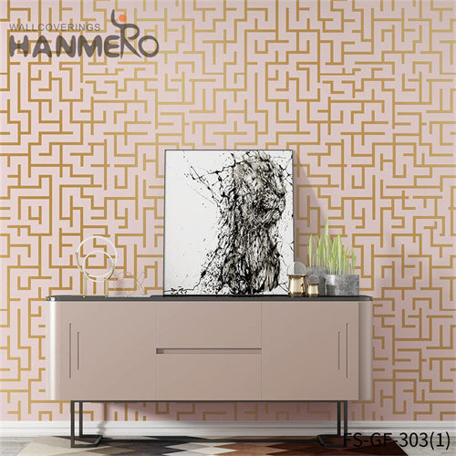 HANMERO wall wallpaper for bedroom Nature Sense Geometric Embossing Modern Living Room 0.53*10M PVC Gold Foil