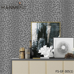 HANMERO house with wallpaper Nature Sense Geometric Embossing Modern Living Room 0.53*10M PVC Gold Foil