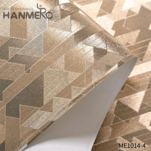 HANMERO 0.53*10M Professional Supplier Geometric Embossing Modern Theatres PVC Gold Foil latest wallpaper