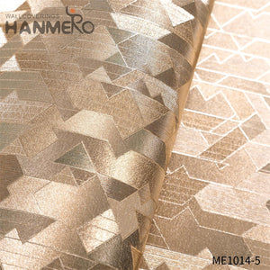 HANMERO 0.53*10M Professional Supplier Geometric Embossing Modern Theatres PVC Gold Foil latest wallpaper