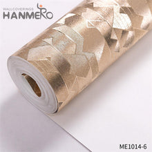 Load image into Gallery viewer, HANMERO 0.53*10M Professional Supplier Geometric Embossing Modern Theatres PVC Gold Foil latest wallpaper
