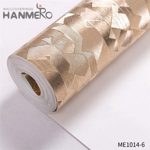 HANMERO 0.53*10M Professional Supplier Geometric Embossing Modern Theatres PVC Gold Foil latest wallpaper