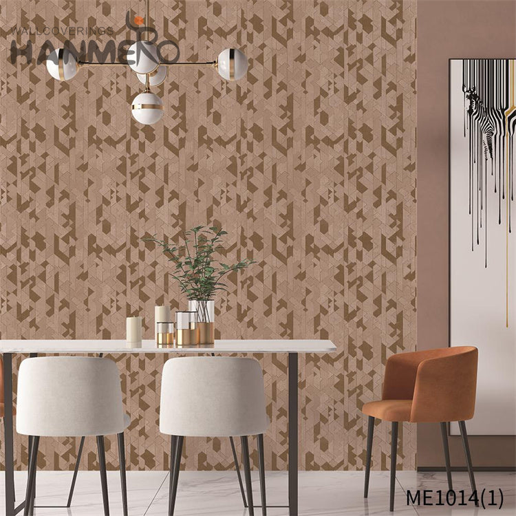 HANMERO 0.53*10M Professional Supplier Geometric Embossing Modern Theatres PVC Gold Foil latest wallpaper